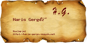 Haris Gergő névjegykártya